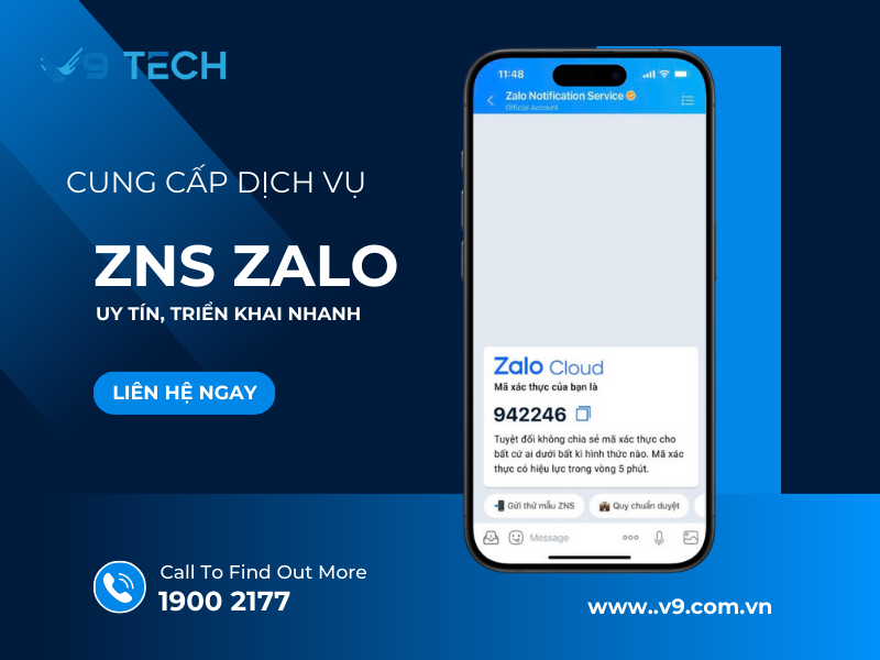 Cung cấp dịch vụ ZNS Zalo uy tín, triển khai nhanh tại V9 Tech