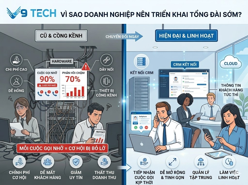 Dịch vụ tổng đài V9 Tech cung cấp phần mềm tổng đài ảo cho doanh nghiệp chuyên nghiệp
