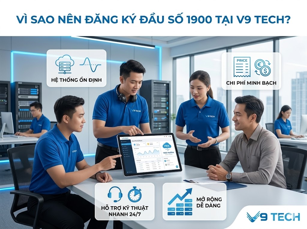 Vì sao nên đăng ký đầu số tổng đài 1900 tại Công ty Cổ Phần Công Nghệ V9?