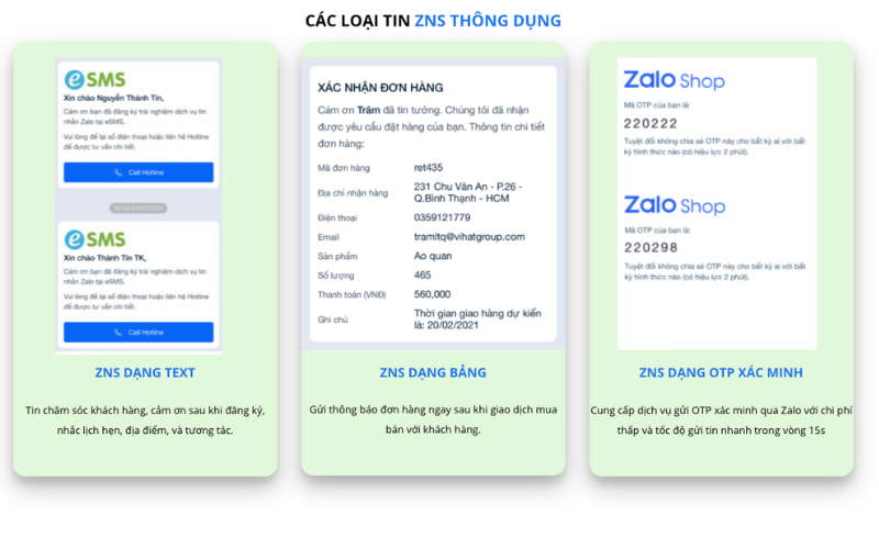 Cách gửi tin nhắn ZNS 