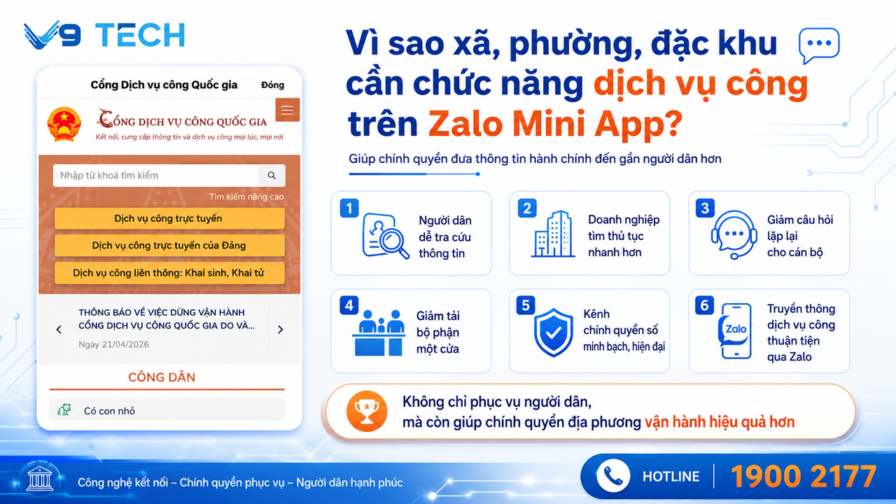 Lý do xã, phường, đặc khu cần chức năng dịch vụ công trên Zalo Mini App