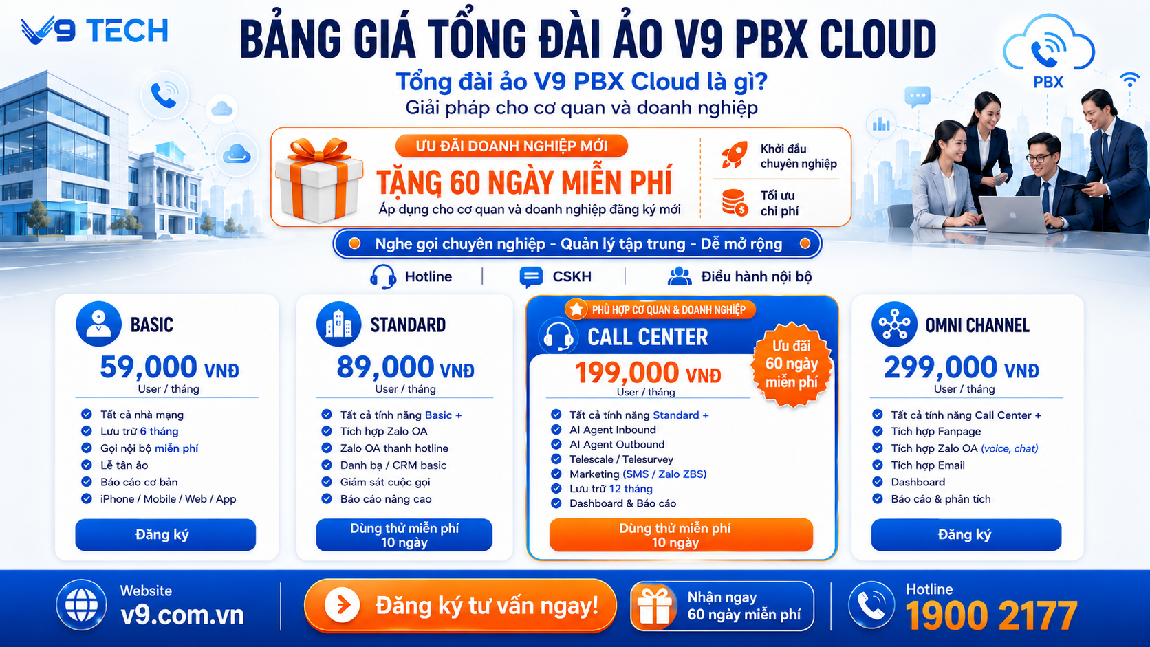 Tổng đài ảo V9 PBX Cloud là gì? Giải pháp cho cơ quan và doanh nghiệp. 5 Bảng giá Tổng đài ảo totts nhất 2026