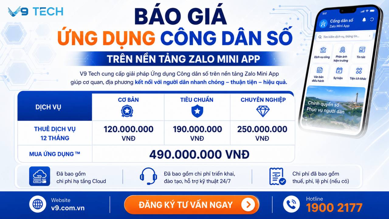 Báo giá Ứng dụng Công dân số trên Zalo Mini App