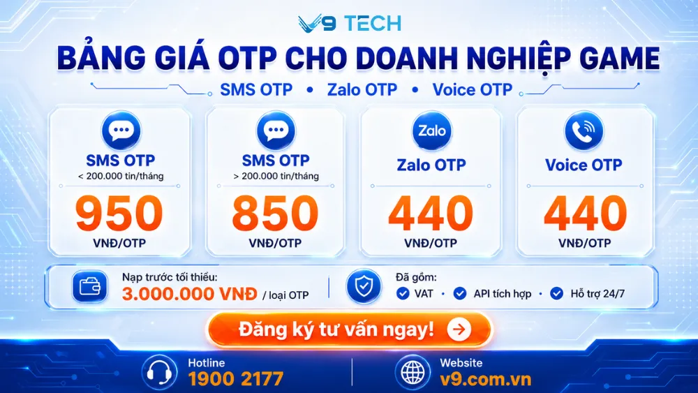 Giải pháp OTP xác thực tài khoản game mới nhất 2026 7 bảng giá otp xác thực tài khoản game