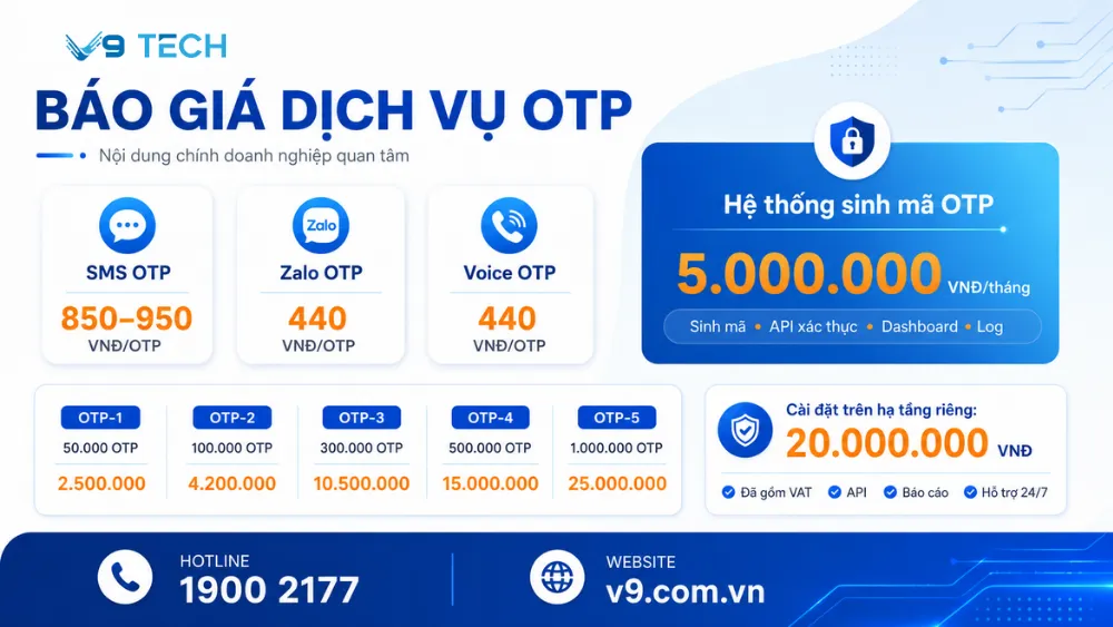 Dịch vụ sinh mã OTP và quản lý mã OTP cho doanh nghiệp 2026 14 dịch vụ sinh mã otp 9