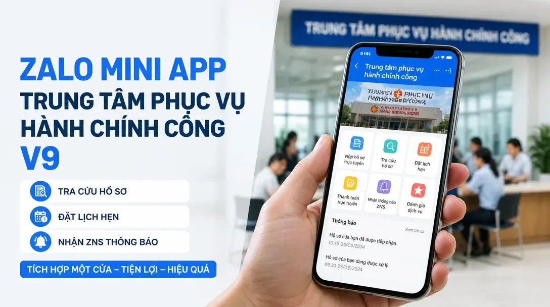 Zalo Mini App trung tâm phục vụ hành chính công V9