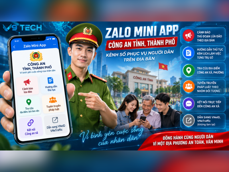 zalo mini app cho Công an tỉnh thành phố